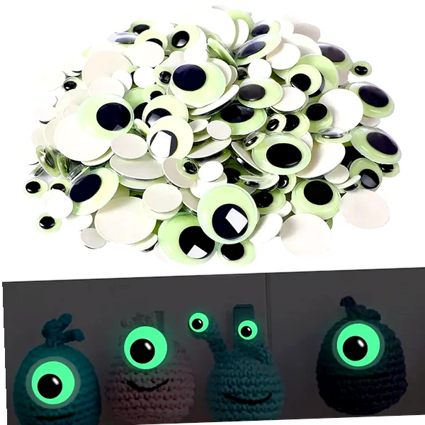 Assorted glow-in-the-dark googly eyes craft stickers — ideal for crafts