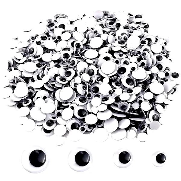 Mixed-size black self-adhesive wiggle eyes pack for crafts