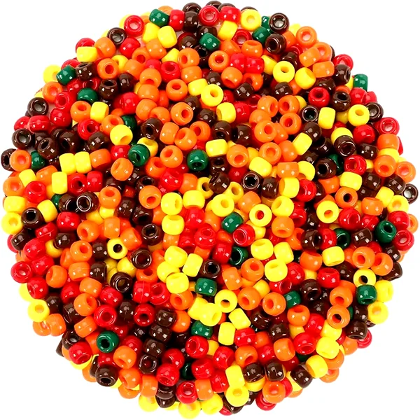 Autumn-colored pony beads bulk pack for hair and party decorations